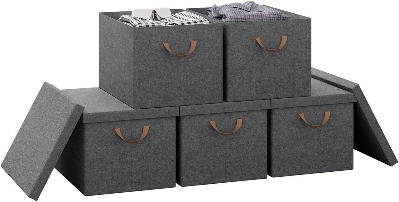 Woltu Aufbewahrungsbox Set 5 St. Grau Faltbar mit Deckel - Bild 2