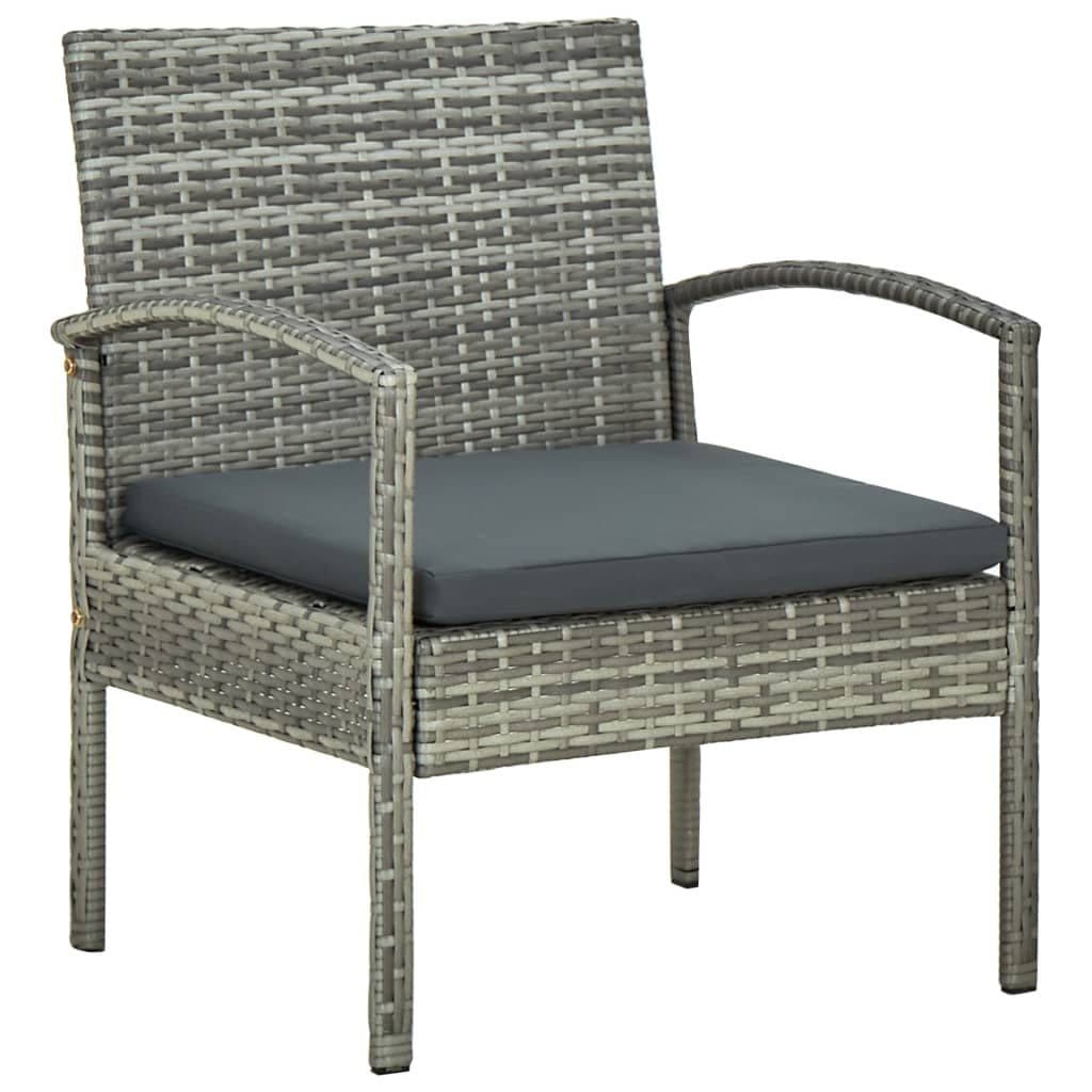 vidaXL Gartenstuhl mit Kissen Poly Rattan Grau - Bild 2