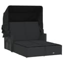 vidaXL Doppel-Sonnenliege Schwarz Poly Rattan mit Dach Bild 2