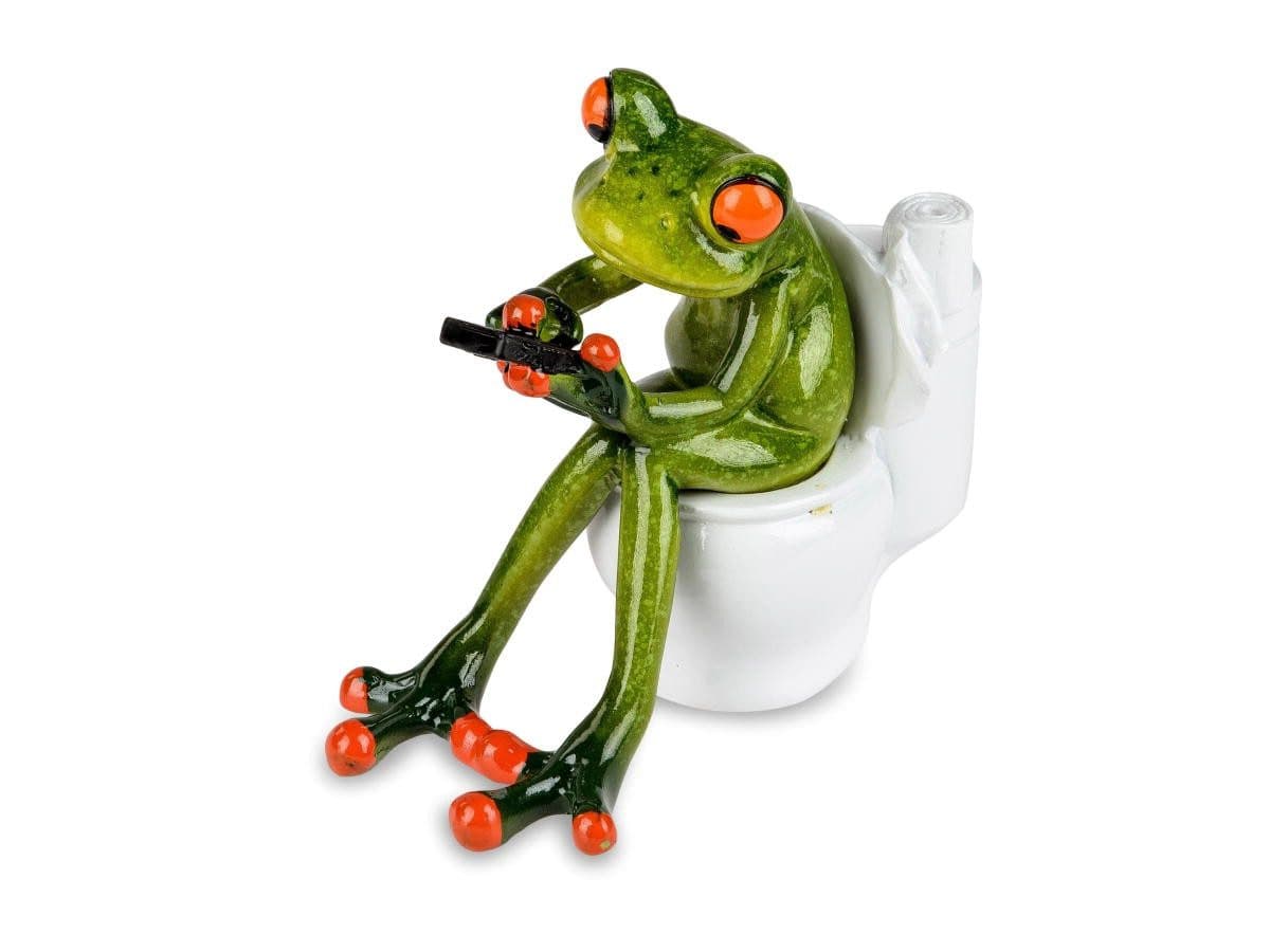 formano Dekofigur Frosch Toilette mit Handy 13cm Kunststein glänzend