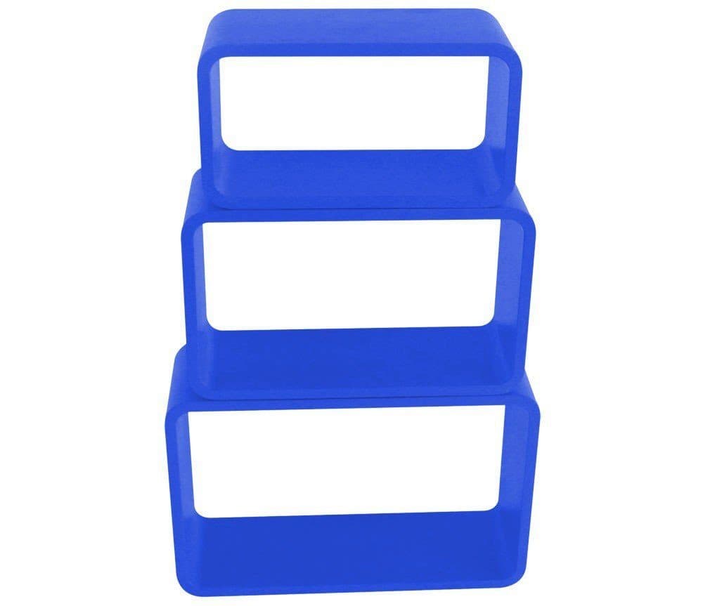 bhp 3-teiliges Regal-Set Blau Hochglanz Stapelbar