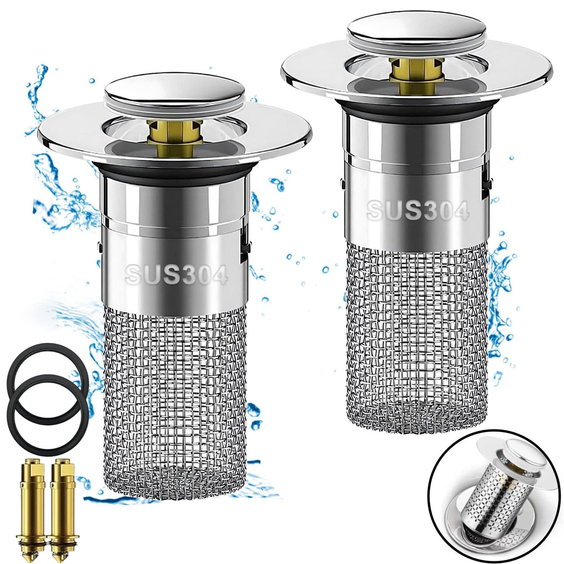 Mutig Waschbeckenstöpsel 2-in-1 Edelstahl - Bild 2