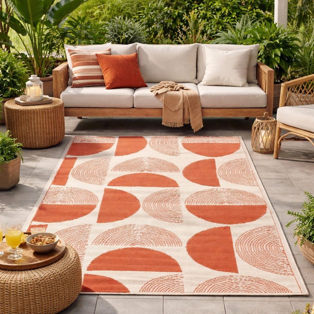 BOLTZE Outdoorteppich Terra Geo Elsa 180x120cm Rot Geometrisches Muster - Bild 2