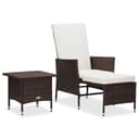 vidaXL Gartenlounge-Set 2-tlg. Garten-Lounge-Set mit Kissen Poly Rattan Braun Bild 2