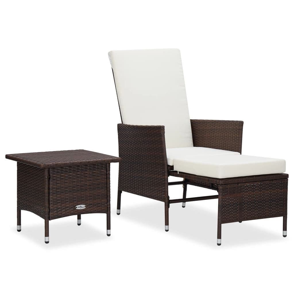 vidaXL Gartenlounge-Set 2-tlg. Garten-Lounge-Set mit Kissen Poly Rattan Braun - Bild 2