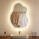 Nettlife Badspiegel mit LED-Beleuchtung, dimmbar, weiß, asymmetrisch Bild 2