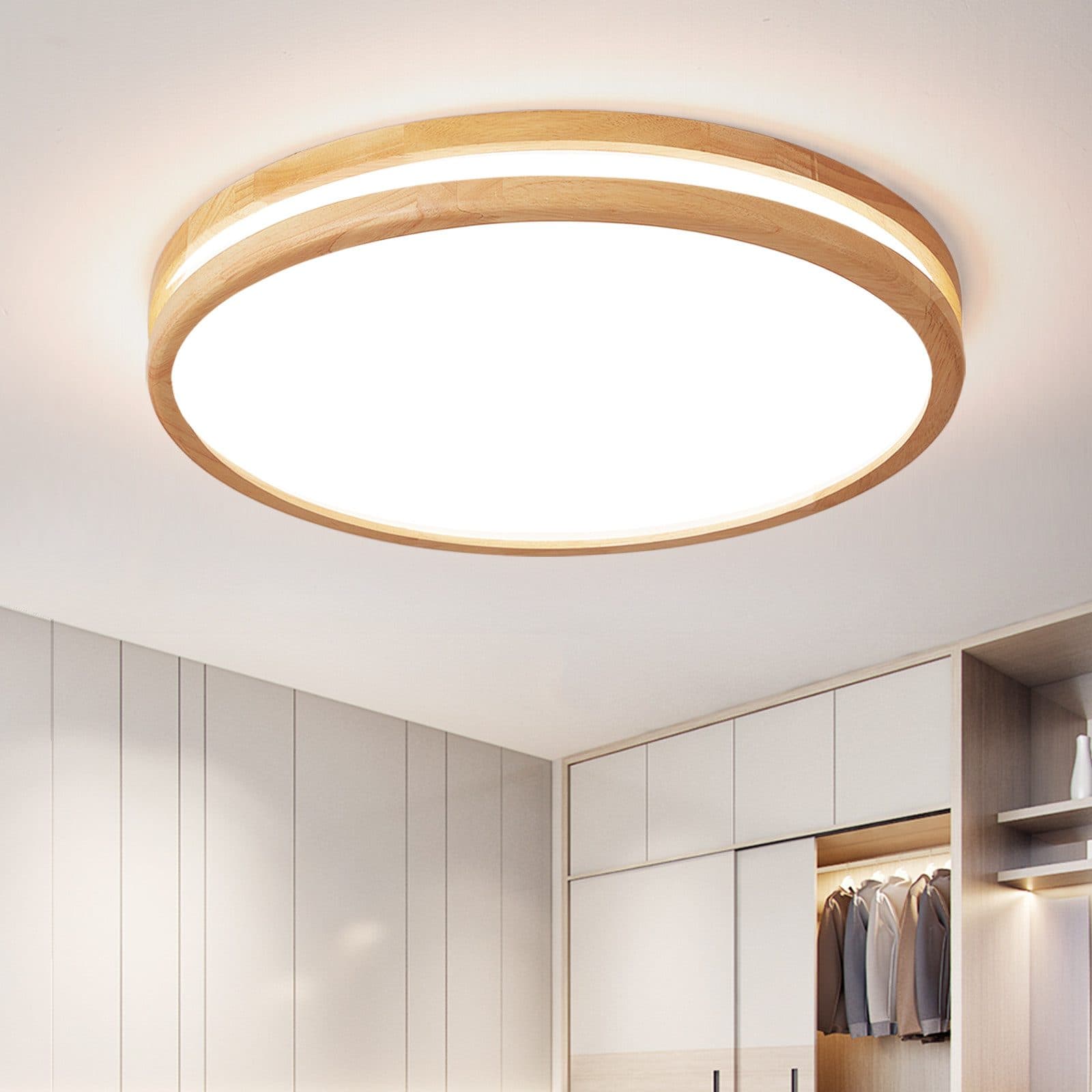 style home LED Deckenleuchte dimmbar Metall Holz Acryl - Bild 2