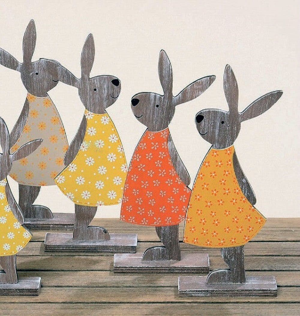 BOLTZE GRUPPE Osterhase Dekoaufsteller Holz H.27 cm Orange