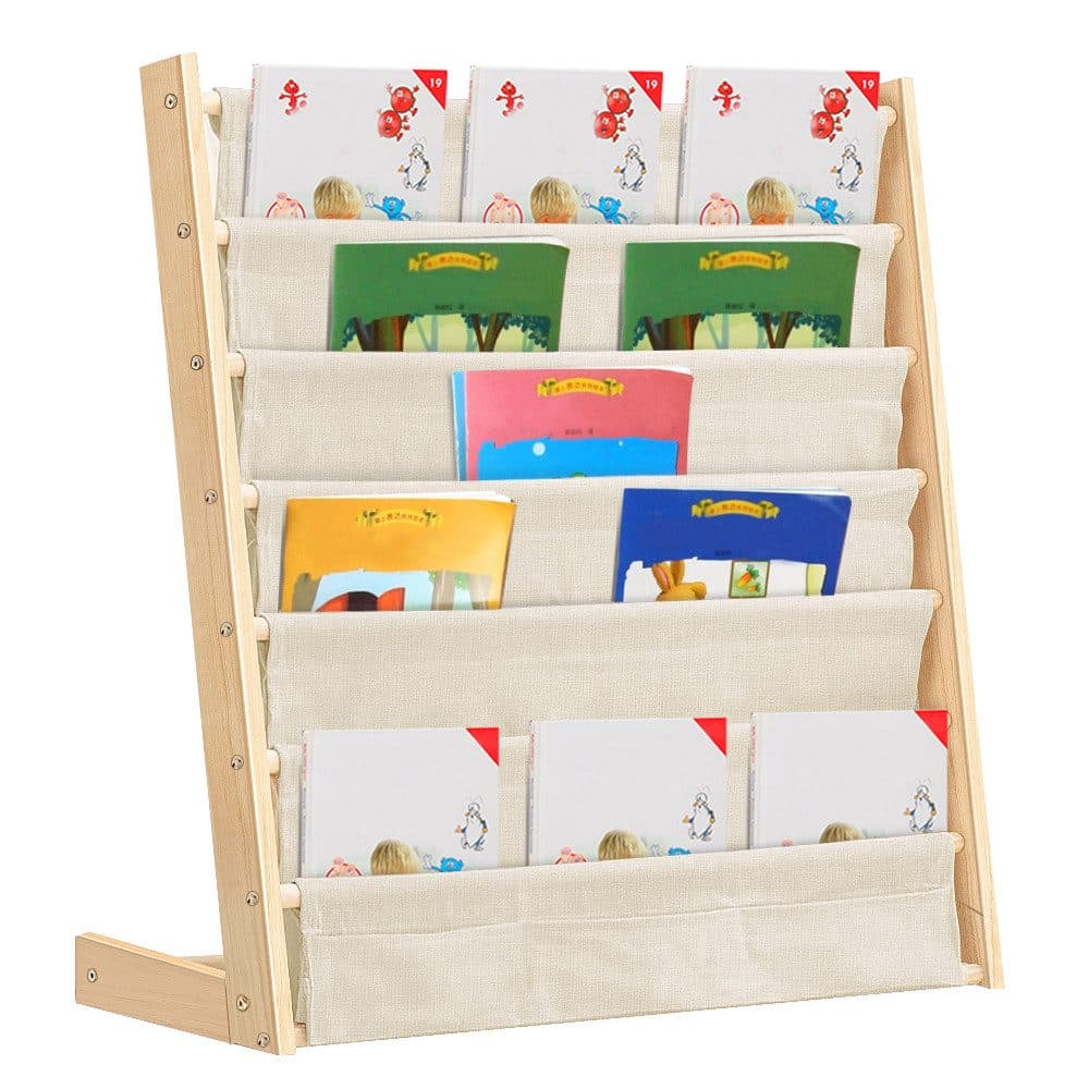 JEOBEST Bücherregal Kinder Bücherregal 7-stöckig Holz Naturbeige - Bild 2