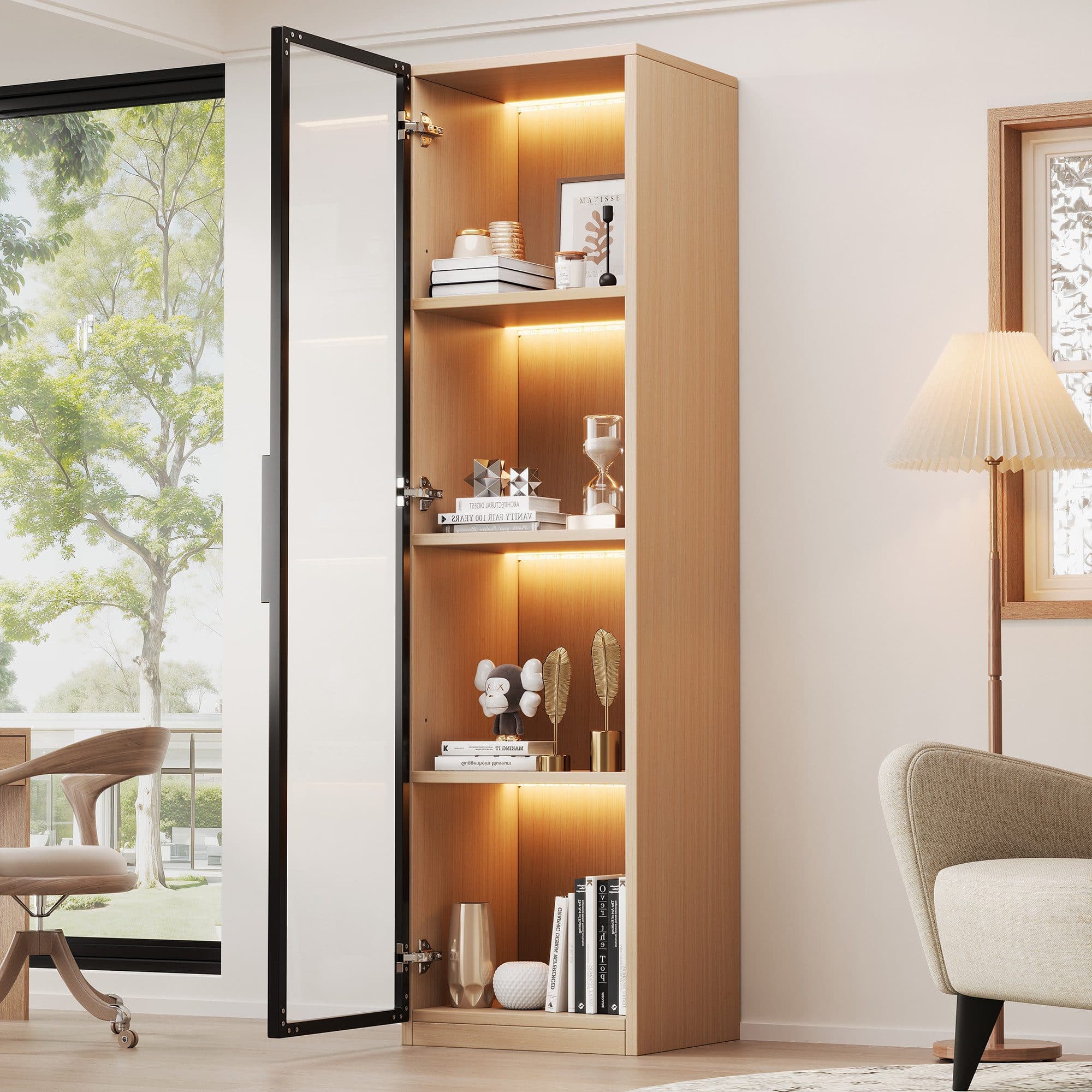 Celya Vitrinenschrank mit Glastür LED Eichenoptik - Bild 2
