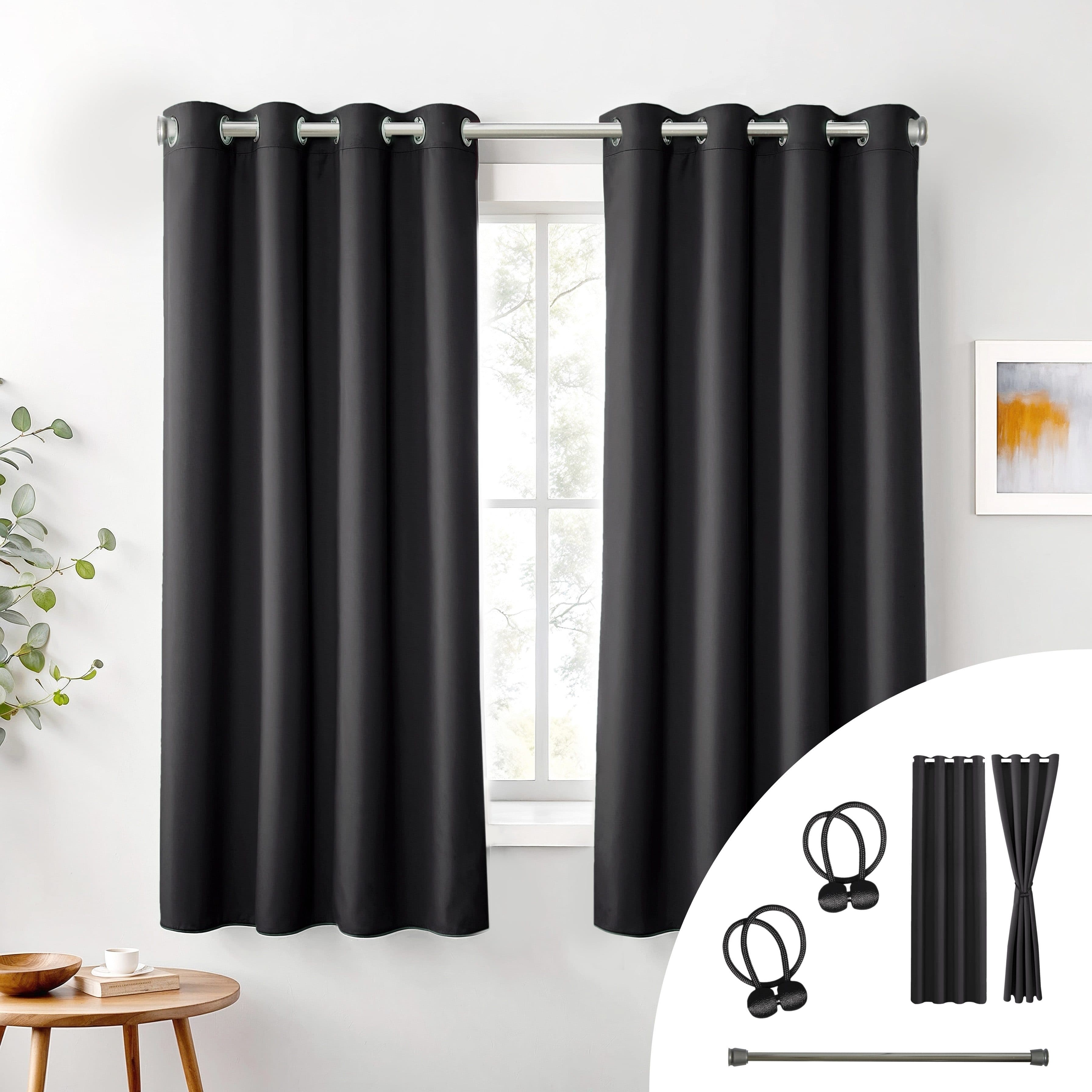 Cozyor Verdunkelungsvorhang 2er-Set Schwarz mit Magnethalter - Bild 2