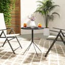 Outsunny Gartentisch Schwarz Runde Stahlplatte Wetterfest Bild 2