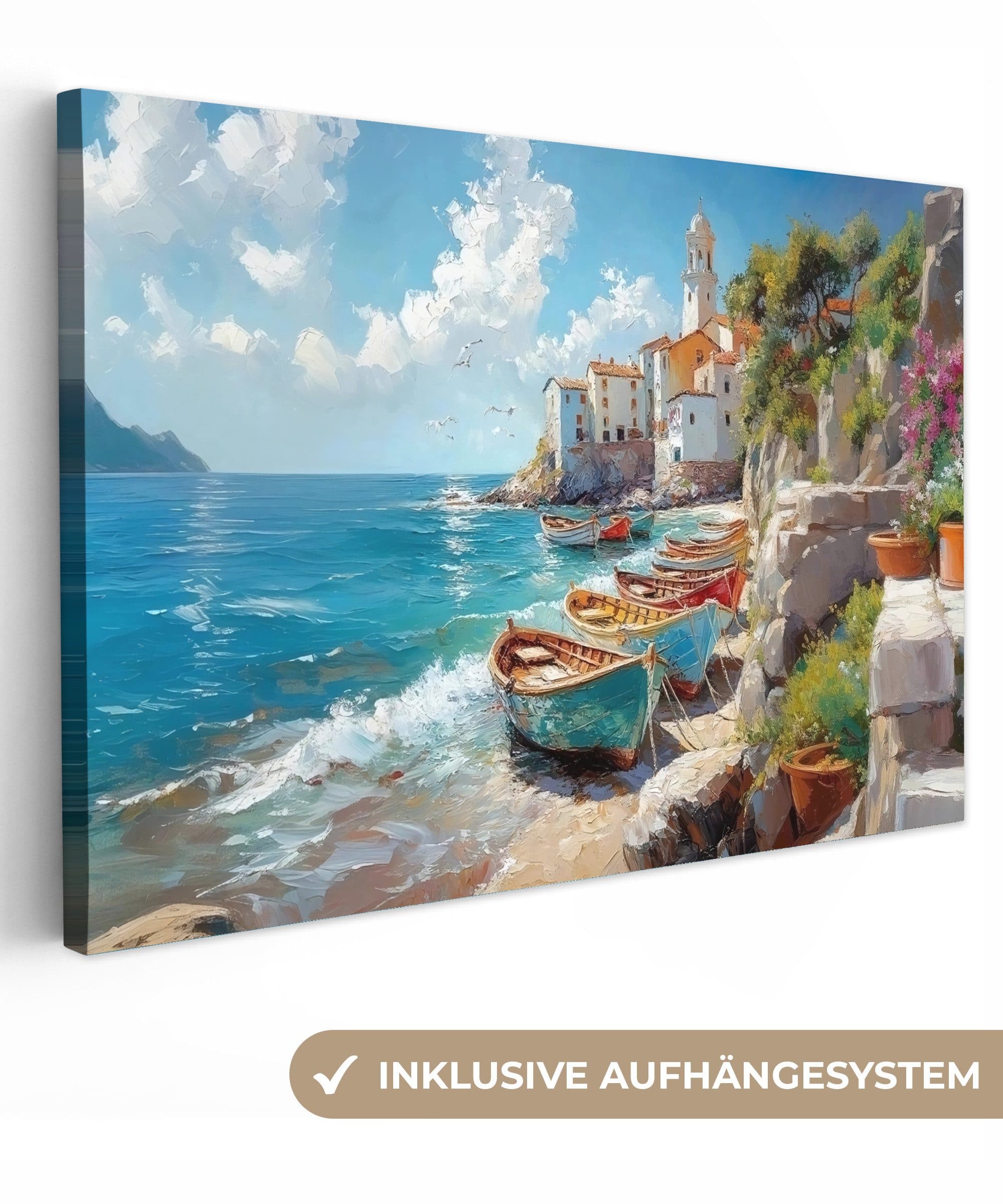 OneMillionCanvasses® Leinwandbild Boote Meer Felsen Maritim Wanddekoration - Bild 2