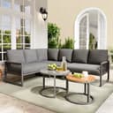 Celya Gartenlounge-Set 6-7 Sitze Grau mit verstellbaren Beinen Bild 2