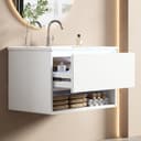 Flieks Waschtischunterschrank mit LED-Radarsensor und Waschbecken Weiß Bild 2