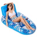 SIKAINI Luftmatratze Aufblasbarer Pool-Lounge Blau mit Getränkehalter Bild 2