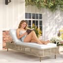 Outsunny Gartenliege Poly Rattan Sonnenliege 5-fach verstellbar Gelb Bild 2
