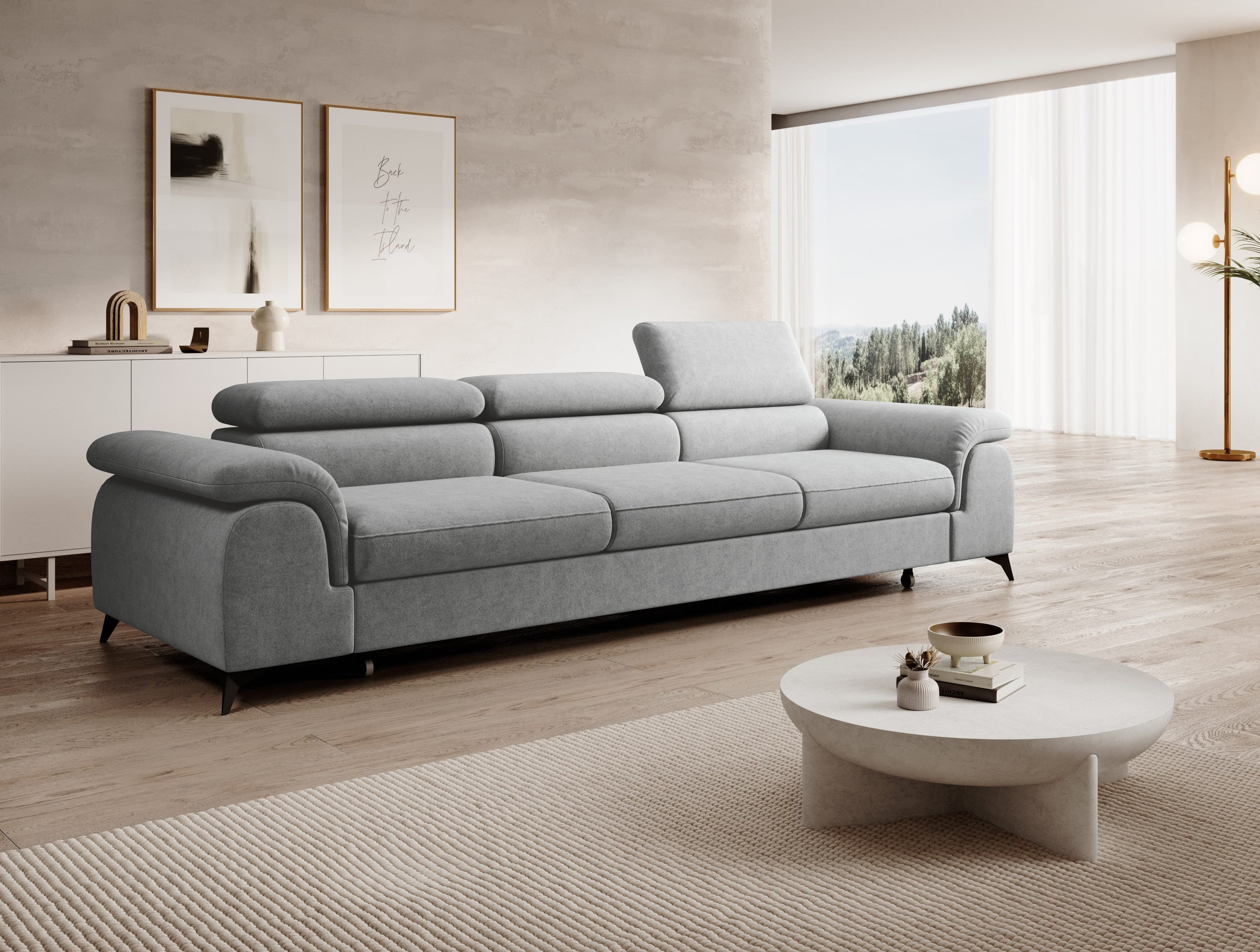Muffo Sofa Plaza 3 Schlafsofa Grau mit verstellbaren Kopfstützen - Bild 2