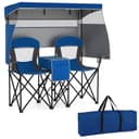 COSTWAY Doppelstrandstuhl Klappstuhl mit Sonnenschutz blau Bild 2