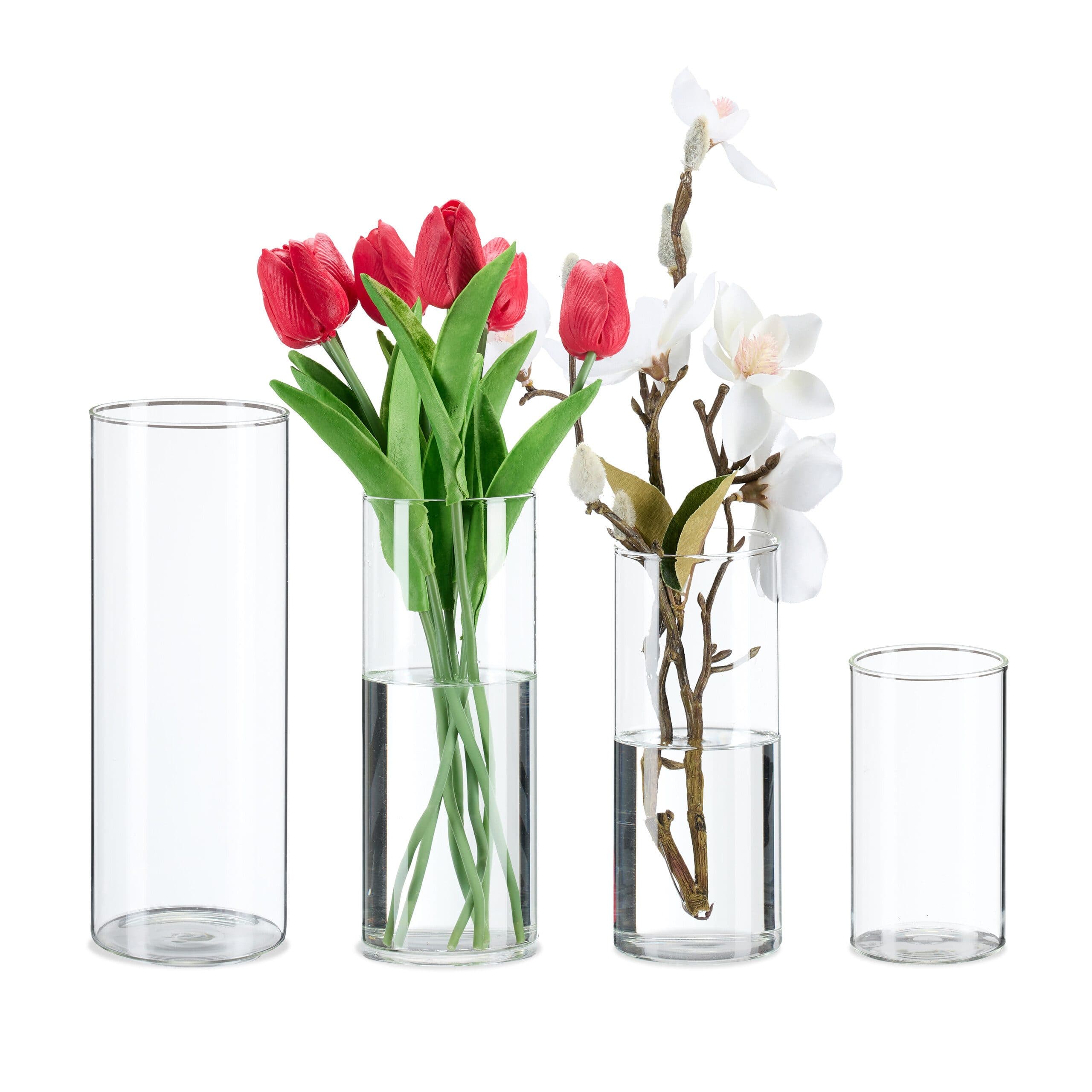 relaxdays Tischvase 4er Set Glas Transparent - Bild 2
