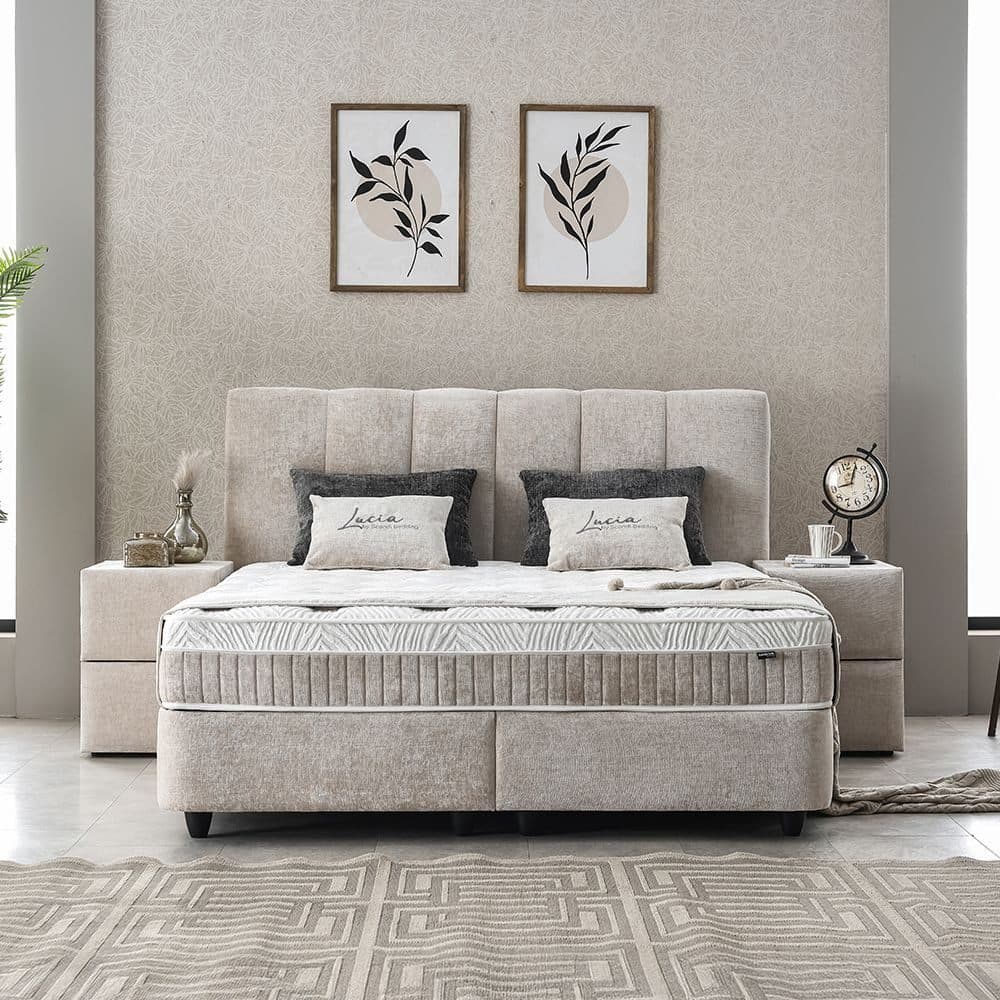 ABC Bedding Boxspringbett LUCIA Braun Beige mit Topper und Bettkasten - Bild 2