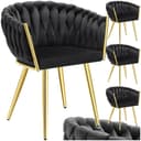 tectake Esszimmerstuhl Astano 4er Set Schwarz/Gold Samt Bild 2
