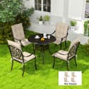 Outsunny Sitzkissen 4er Set Beige mit Bändern für Gartenmöbel Bild 2