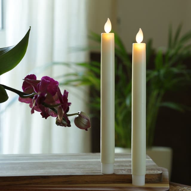 MARELIDA LED Stabkerzen Set - Bewegliche Flamme, Creme, Timer