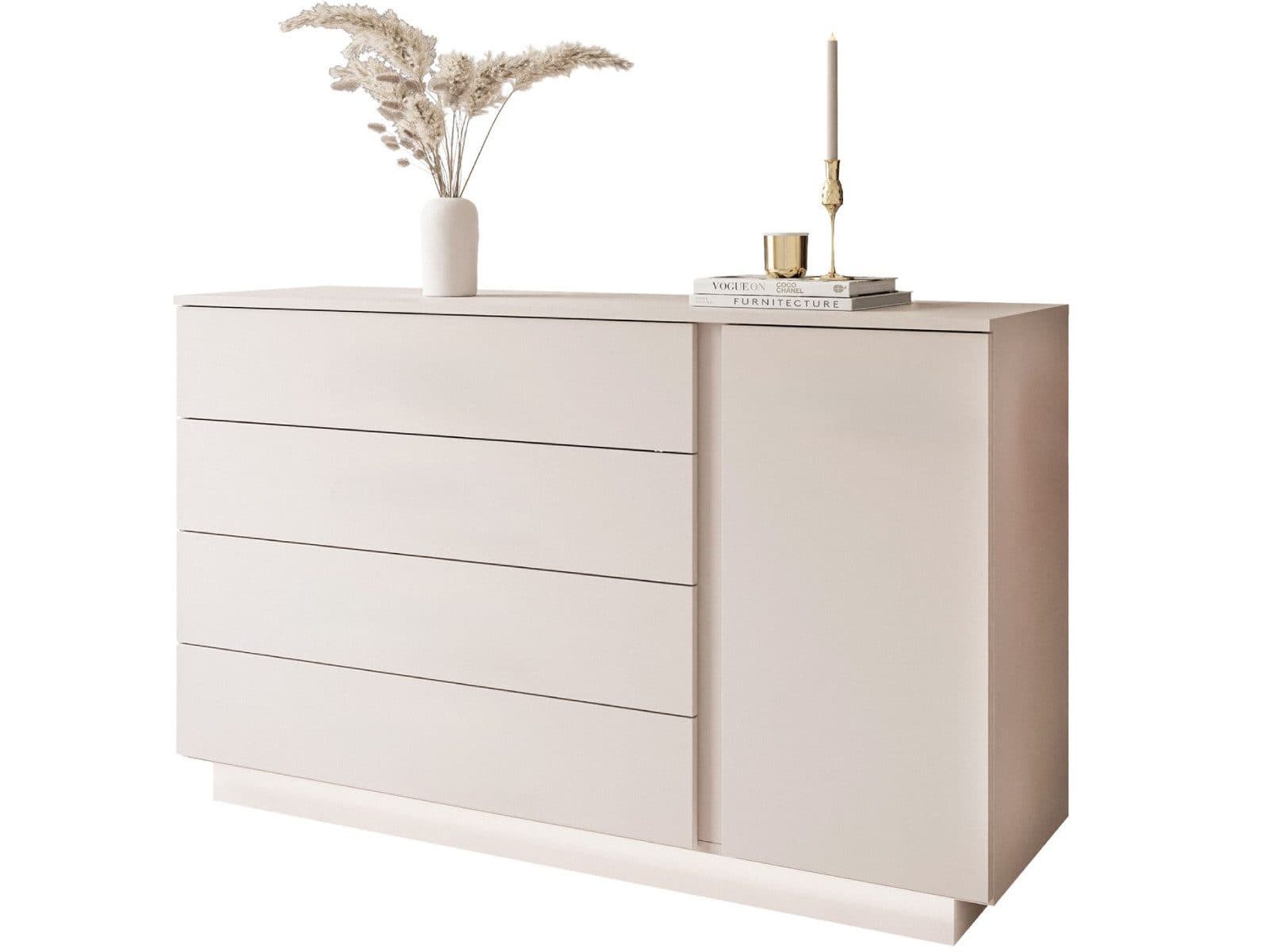 yourhouse24 Kommode LUNA II Sideboard 1D4S mit LED Beleuchtung Weiß/Kaschmir - Bild 2