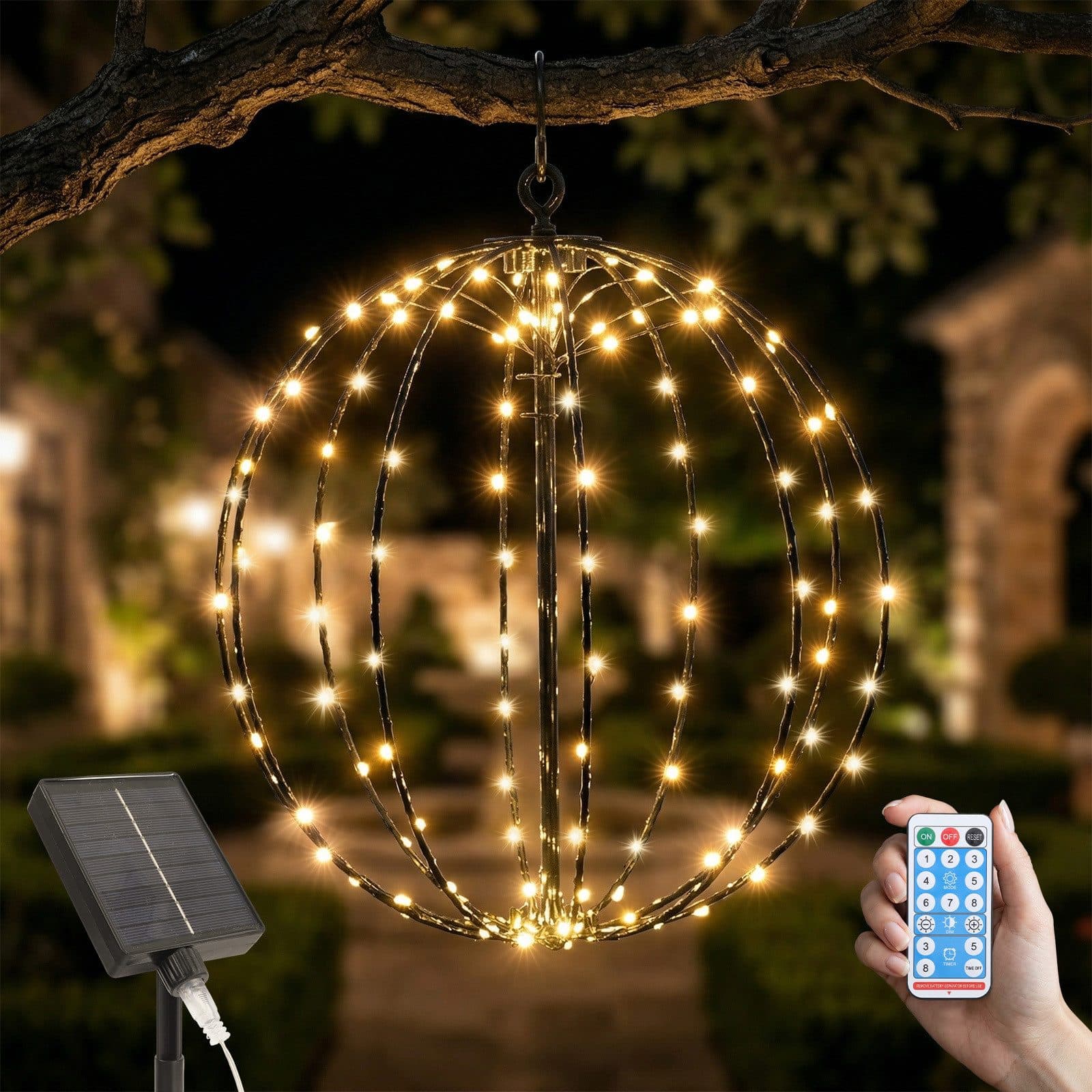Salcar LED Kugelleuchte Solar 120 LEDs Warmweiß mit Fernbedienung - Bild 2