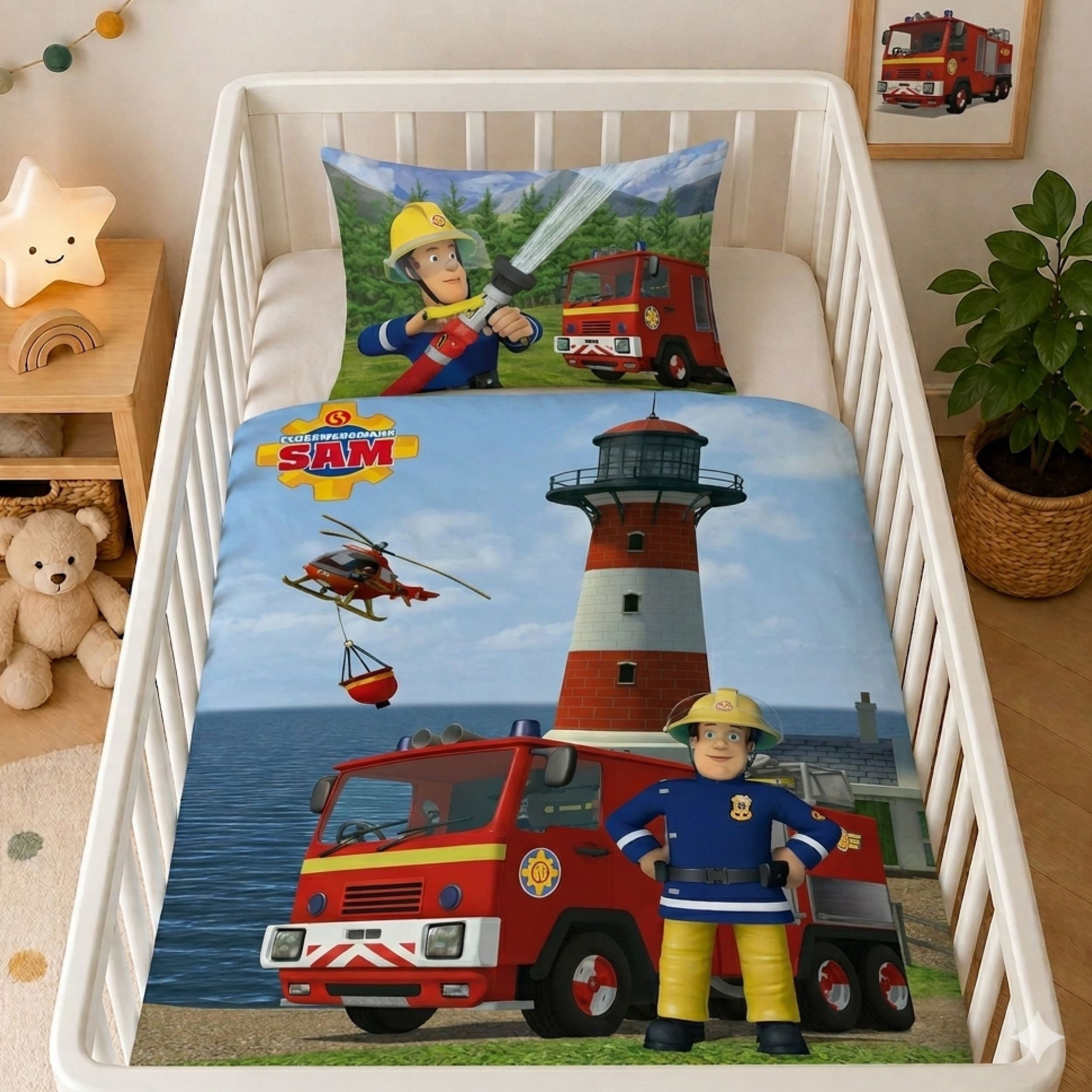 Familando Babybettwäsche Feuerwehrmann Sam Wendebettwäsche Baumwolle - Bild 2