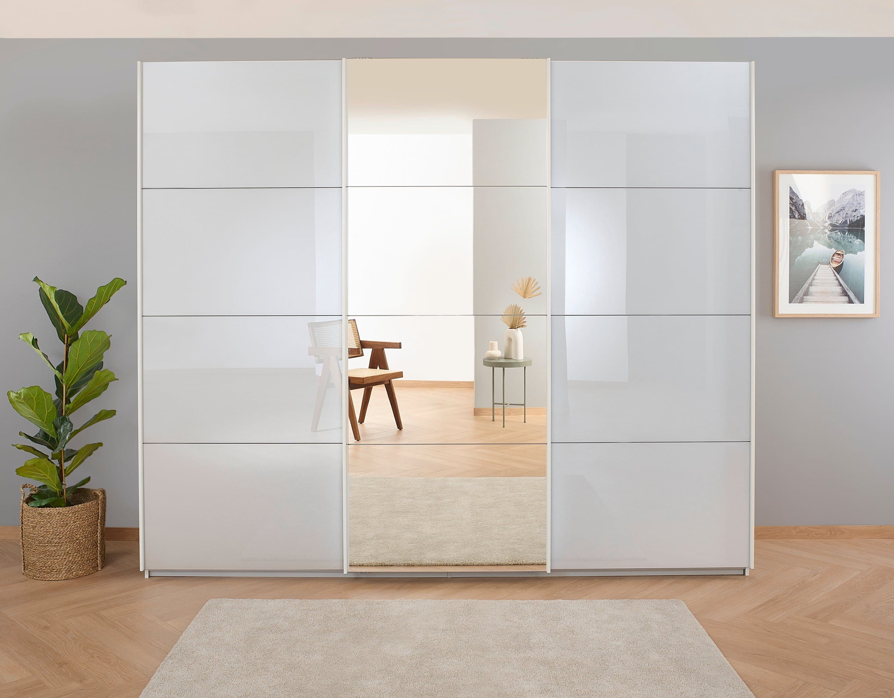 Rauch Schwebetürenschrank Koluna Weiß mit Glas und Spiegel - Bild 2