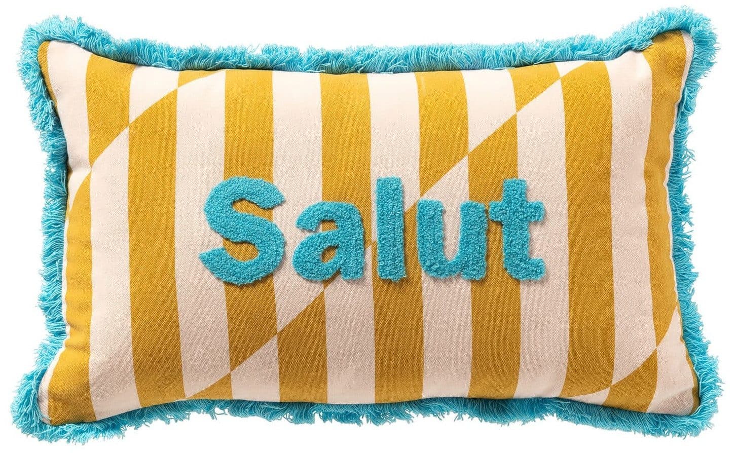 Dutch Decor Kissenhülle 'Salut' Gelb/Weiß mit Fransen - Bild 2