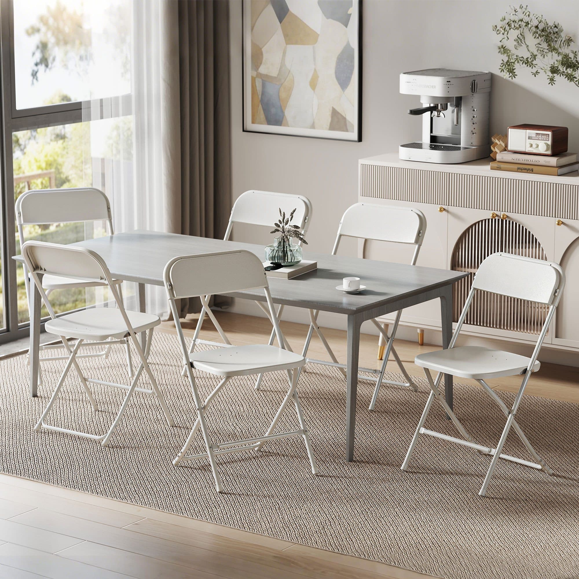 HOMCOM Klappstuhl faltbar Stahlrahmen 6er Set Esszimmer Wohnzimmer Weiß - Bild 2