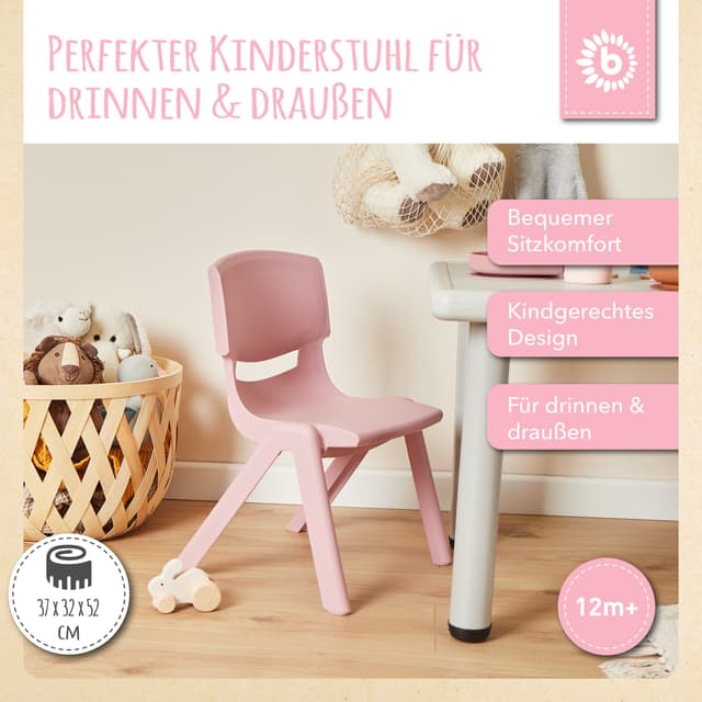 Bieco Kinderstuhl Altrosa - Stapelbar, Kippsicher & Wetterfest