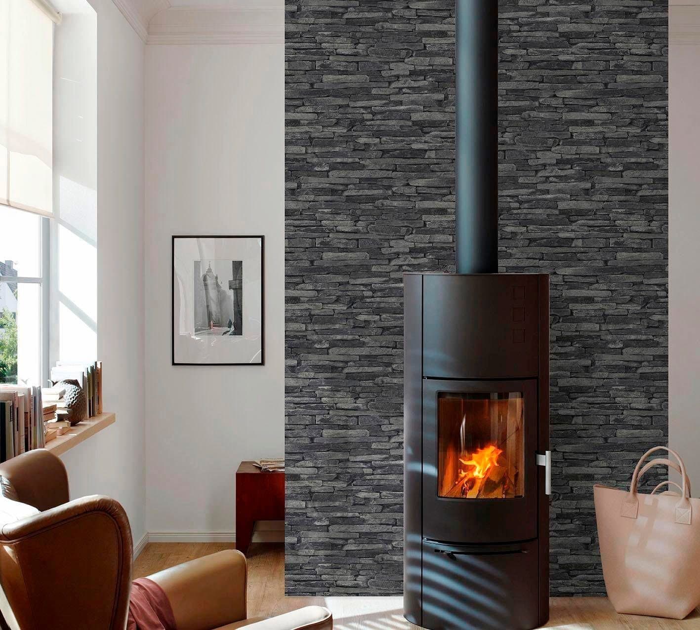 living walls Vliestapete Steinoptik Grau Anthrazit Modern - Bild 2