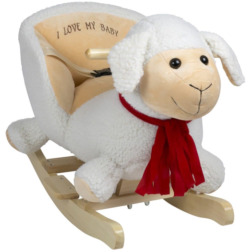 BABYGO Schaukeltier Rocker Sheep Rot/Weiß/Schwarz mit Birkenholz