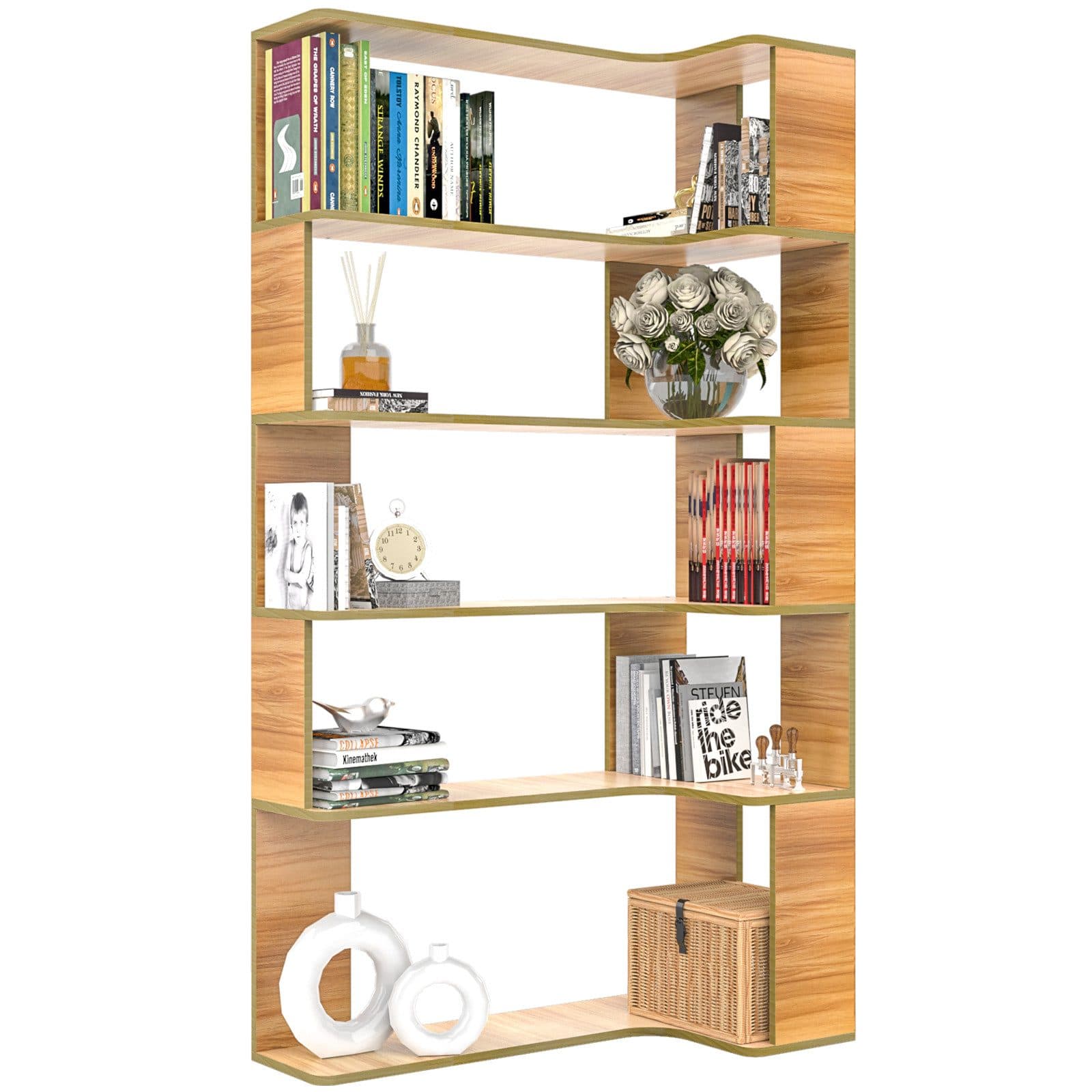 JEOBEST Eckregal 5-stufiges Bücherregal Modernes Display Unit - Bild 2