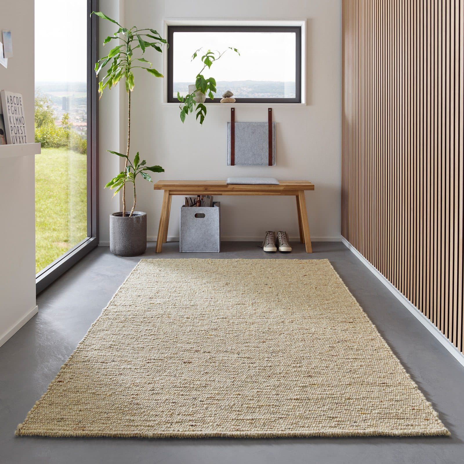 TaCa Home Wollteppich Gewalkt Handweb Natur Meliert - Bild 2