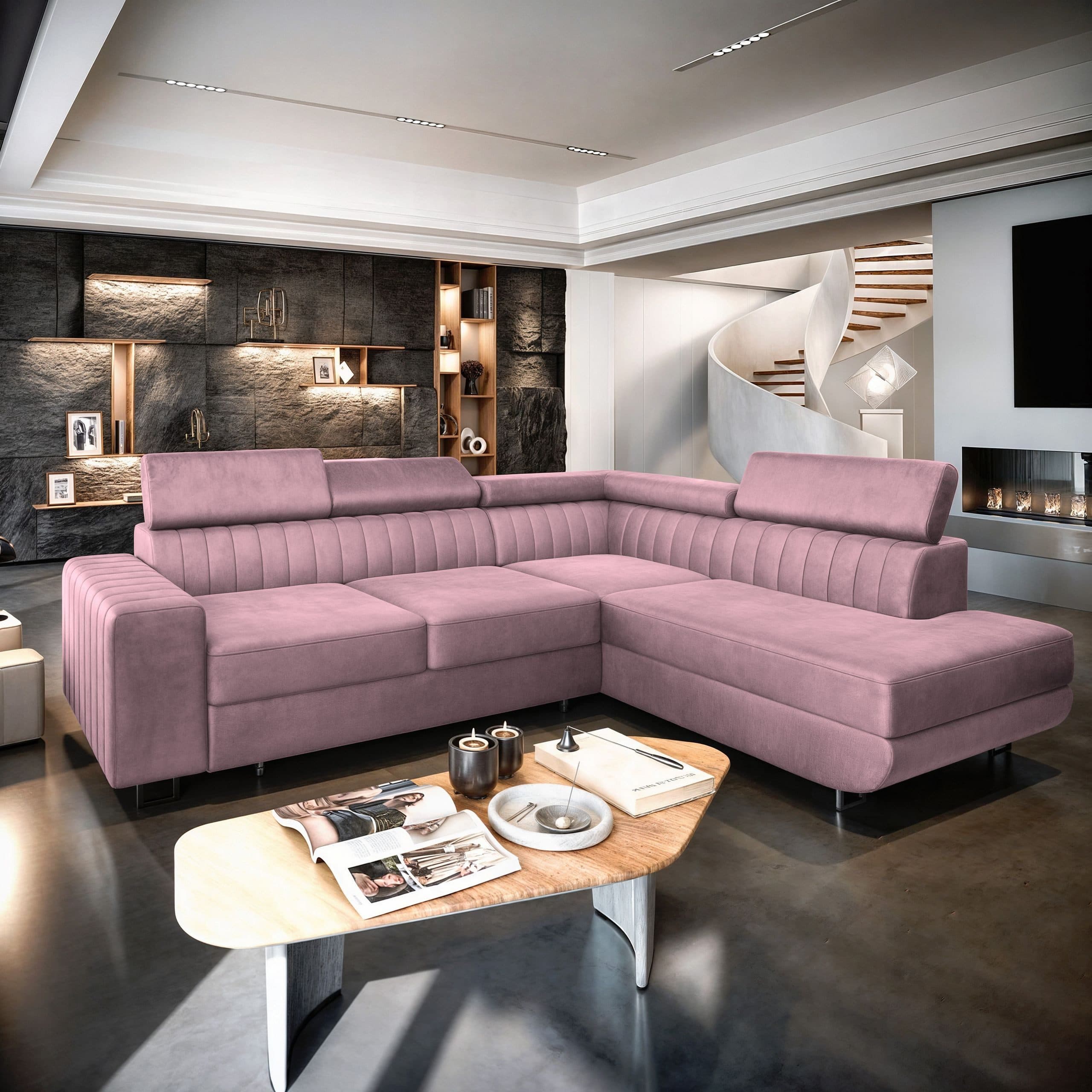 Masseno Ecksofa NOLA L-Form mit Schlaffunktion und Bettkasten - Bild 2