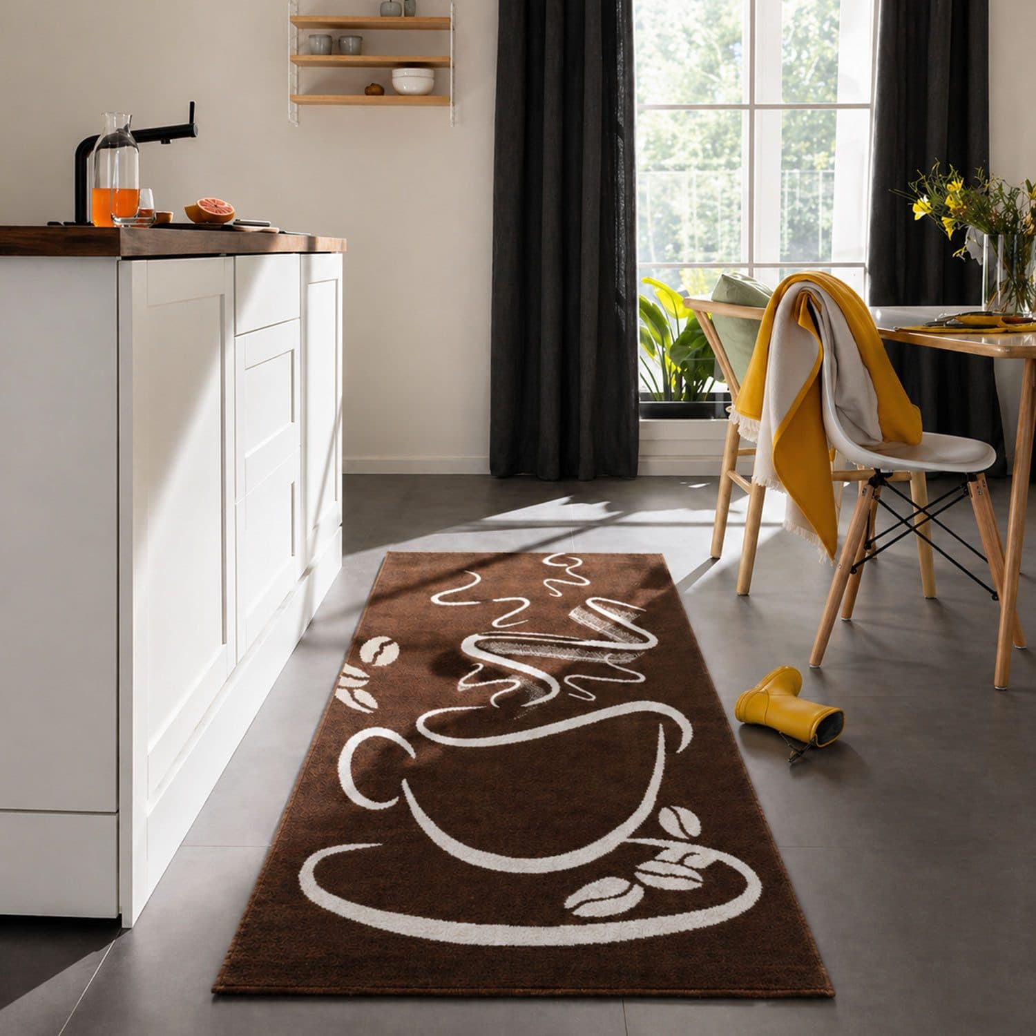 Vimoda Küchenläufer Kaffee Tasse Muster Braun Rechteckig 5 mm - Bild 2