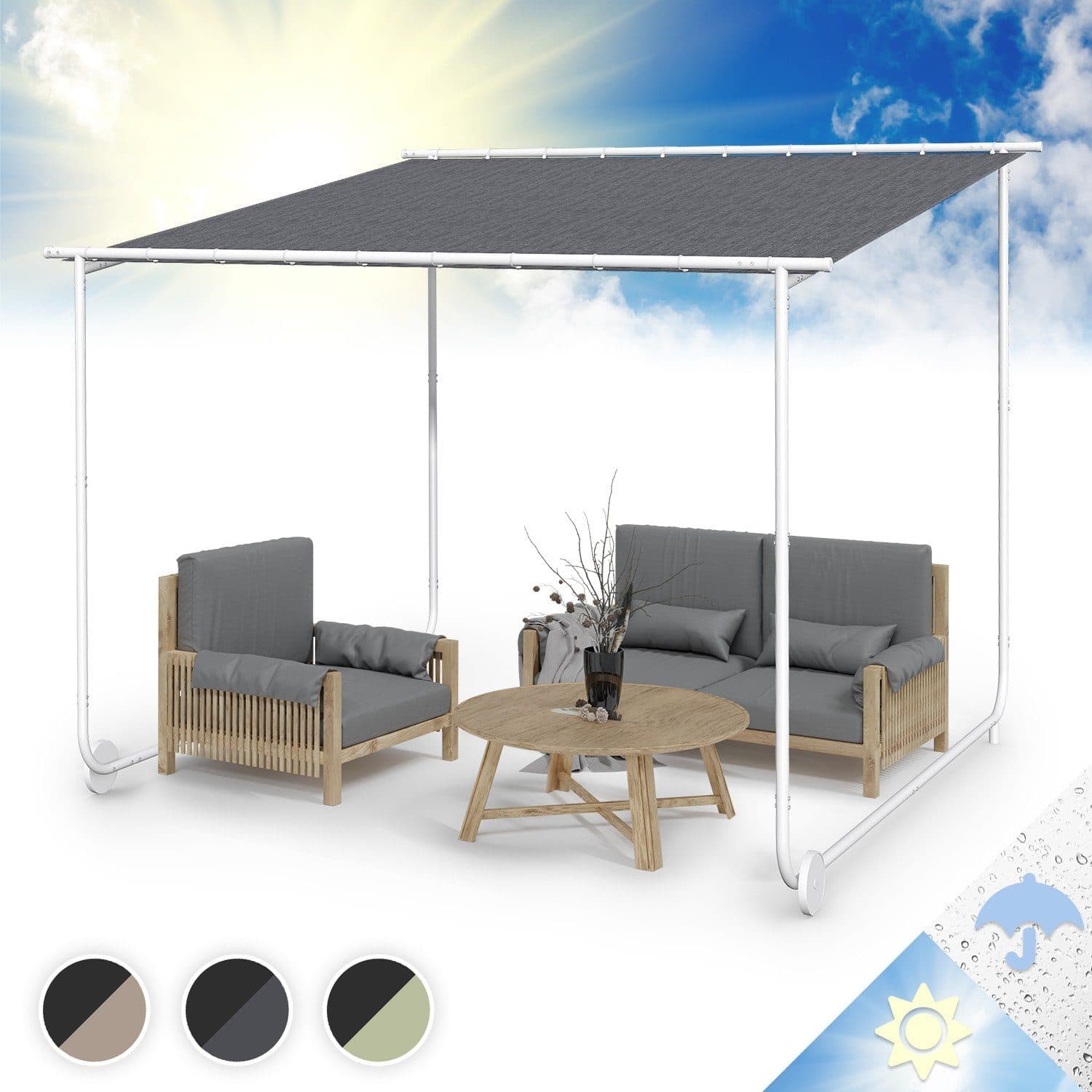 blumfeldt Pavillon Gazebo Nantes Wheeled Grau mit Rollen - Bild 2