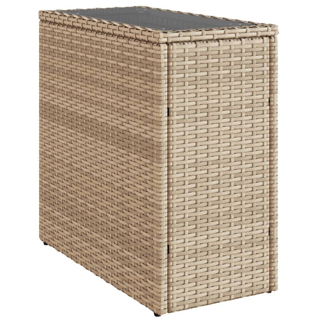 vidaXL Gartentisch Beige Poly Rattan mit Glasplatte - Bild 2