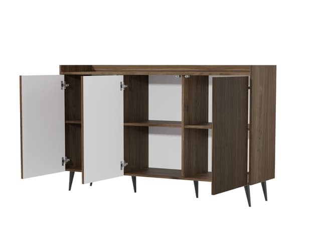 Compleo Sideboard Kommode - Modernes Design, Push-to-Open, Kaschmir/Nussbaum