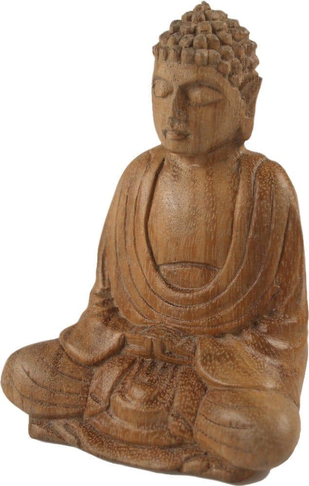Guru-Shop Buddha Figur aus Suarholz Braun Handarbeit