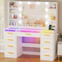 BEWISHOME Schminktisch mit LED-Beleuchtung Glastischplatte 9 Schubladen Bild 2