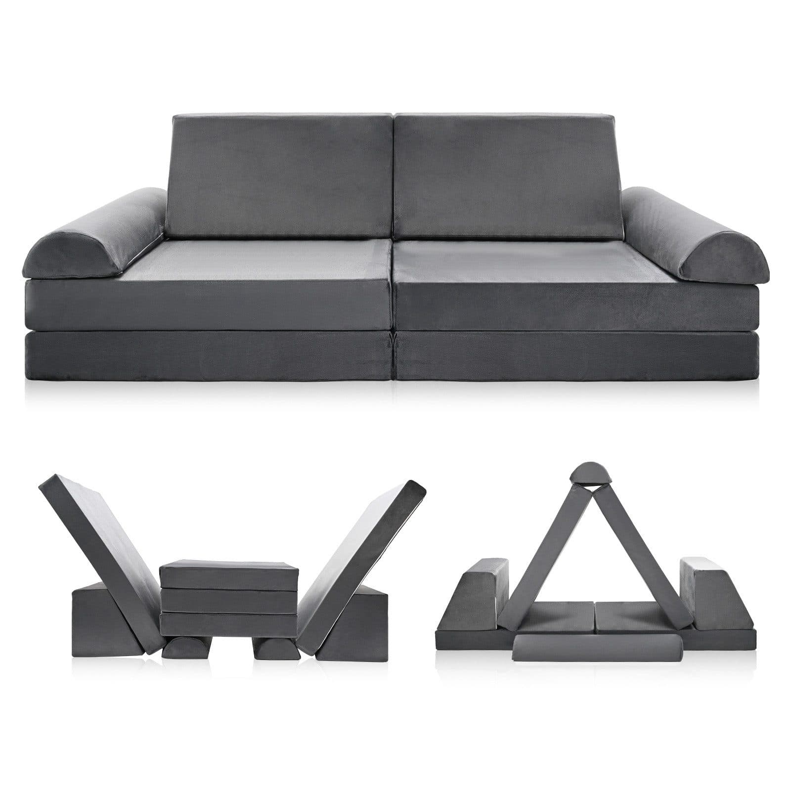 Meulbaty Spielsofa 10-tlg. Grau Modulares Kindersofa - Bild 2
