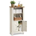 VASAGLE Badschrank Landhausstil Weiß/Braun mit verstellbarer Ablage Bild 2