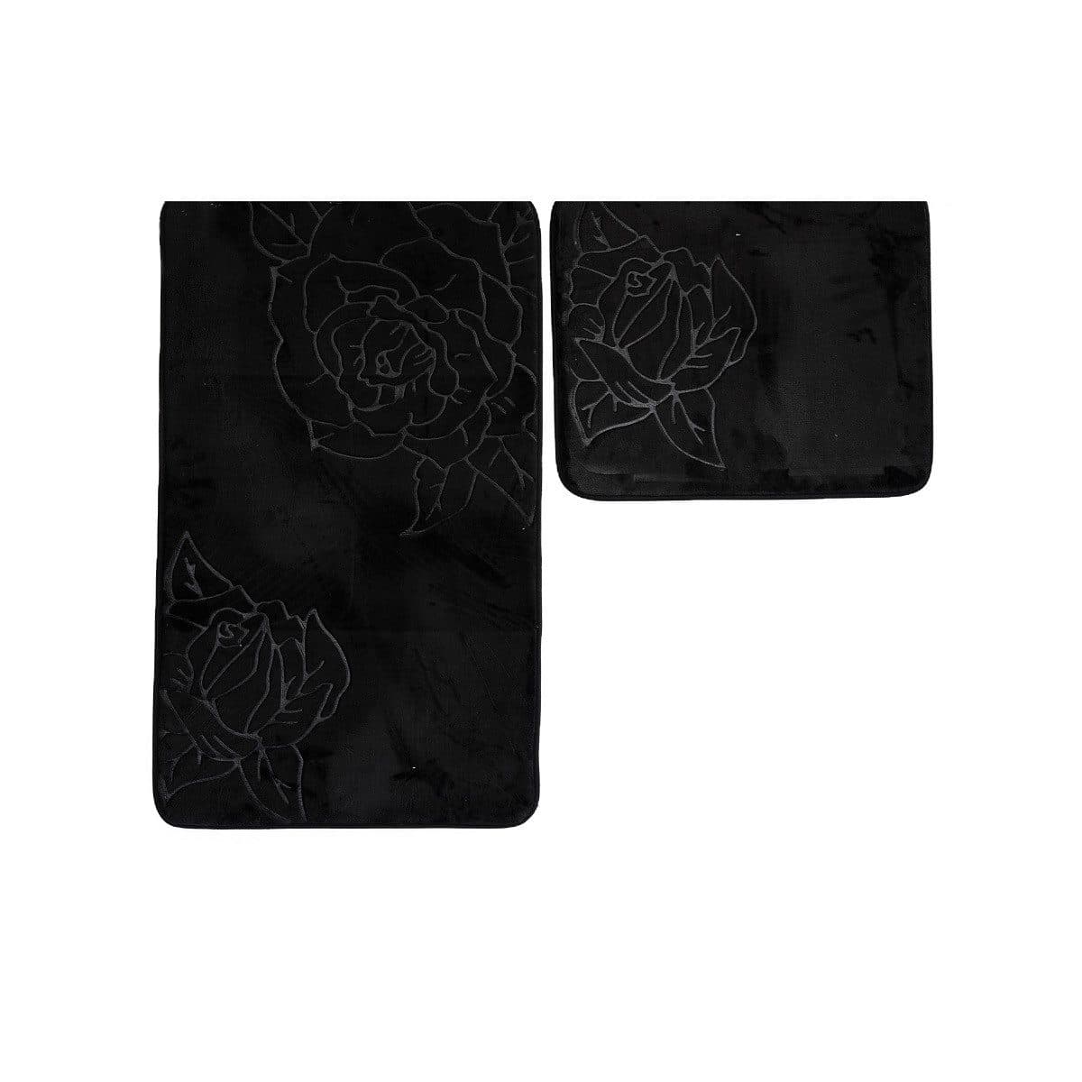 Almina Badematte Premium 2-teiliges Set Schwarz-Rose Polyester Rutschfest - Bild 2