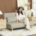 HOMCOM Schlafsofa Schlafsessel Klappsessel Bettfunktion Samtoptik Beige Bild 2